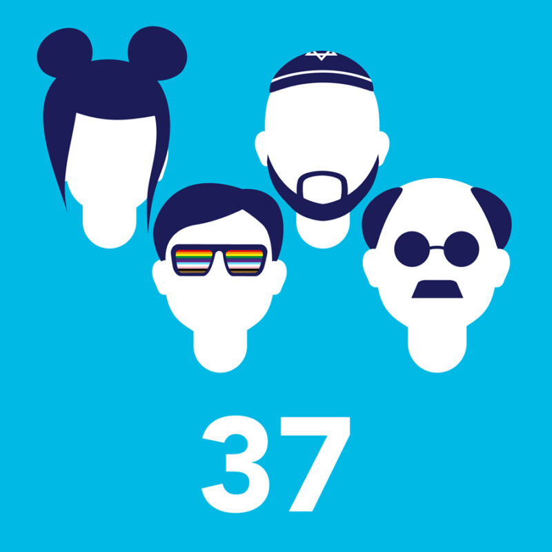 Le chiffre 37 et les icônes d'un groupe diversifié de personnes