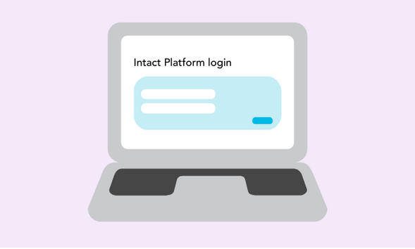 Icono de la página de inicio de sesión de Intact en un portátil